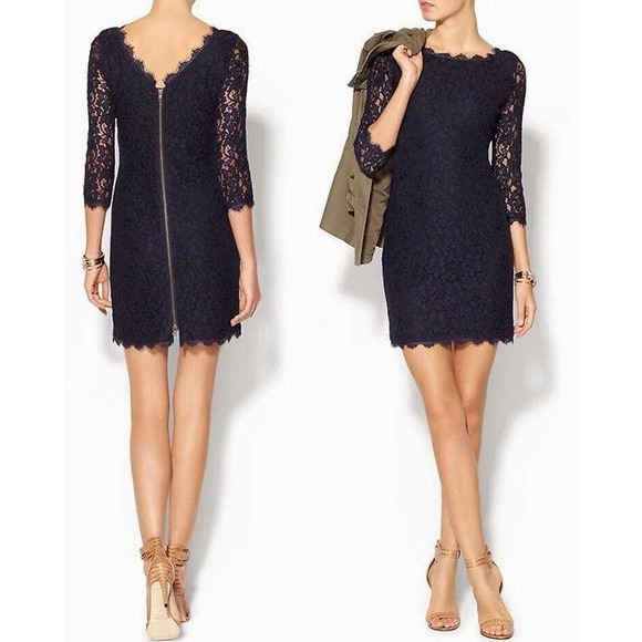Diane von Furstenberg Zarita Scoop Dress Navy Lace size 8 - Picture 16 of 16